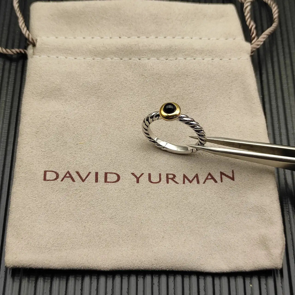 David Yurman Two-tone Small Cable Black Ring